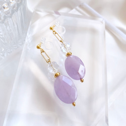 薰衣草紫水晶和玻璃珠耳環 第8張的照片