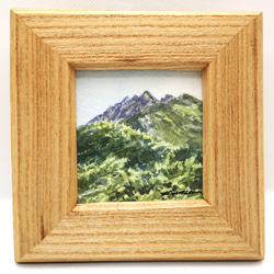 「夏の西穂」　　　　　　水彩画　山岳画　北アルプス　上高地　登山　夏山　小さな絵　　 1枚目の画像