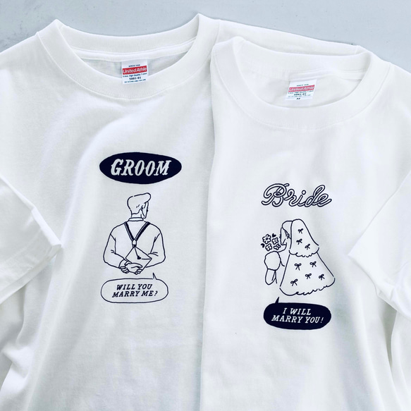 【 ペアＴシャツ 】 BACK GROOM & BRIDE Ｔシャツ ｜ 結婚式　ウェディング 1枚目の画像