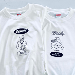 【 ペアＴシャツ 】 BACK GROOM & BRIDE Ｔシャツ ｜ 結婚式　ウェディング 2枚目の画像