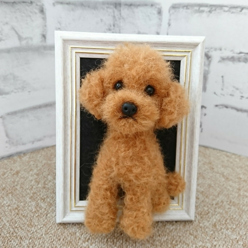 品質が 羊毛フェルト トイプードル〈ダークレッド〉☆ フレーム入り フェルト