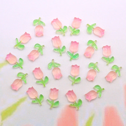 新作★変色するチューリップのデコパーツ  樹脂パーツ　ピンク→チェリーピンク 12枚目の画像