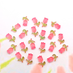 新作★変色するチューリップのデコパーツ  樹脂パーツ　ピンク→チェリーピンク 16枚目の画像
