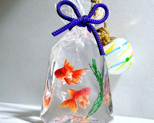 金魚・水風船・ミニチュア着物・吊るし飾り・金糸帯・ストラップ 金魚・水風船・ミニチュア着物・吊るし飾り・金糸帯・ストラップ