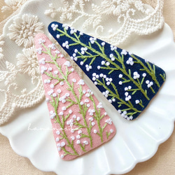 手刺繍のお花パッチンピン ラベンダーのブーケ ヘアピン hananoito