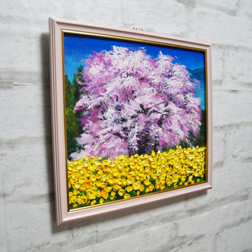 油絵 油彩 油彩画 絵 絵画 【菜の花と大桜】 油絵 油彩 油彩画 絵 絵画 【菜の花と大桜】 絵画 HR 通販