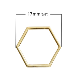 【送料無料】六角フレーム　空枠　フレームチャーム　ハンドメイド資材パーツ　ゴールド 3枚目の画像