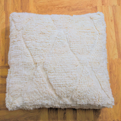 モロッコベニワレンプフ-No11-14　ホワイト　ウール　ラグ　クッション　 4枚目の画像