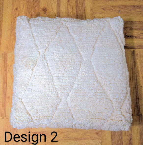 モロッコベニワレンプフ-No11-14　ホワイト　ウール　ラグ　クッション　 7枚目の画像