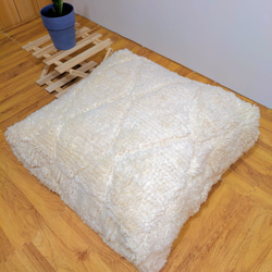 モロッコベニワレンプフ-No11-14　ホワイト　ウール　ラグ　クッション　 11枚目の画像