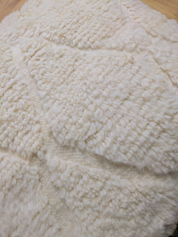 モロッコベニワレンプフ-No11-14　ホワイト　ウール　ラグ　クッション　 5枚目の画像