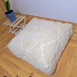 モロッコベニワレンプフ-No11-14　ホワイト　ウール　ラグ　クッション　 8枚目の画像