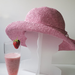 カスタマイズされた夏の太陽の帽子ダークブルー女性の帽子ラフィア麦わら帽子かぎ針編みフック手編み可動タッセルロープ 5枚目の画像