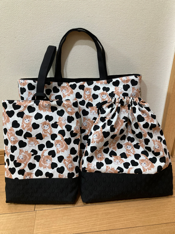 子猫 3点セット レッスンバッグシューズバッグ体操服袋 猫と