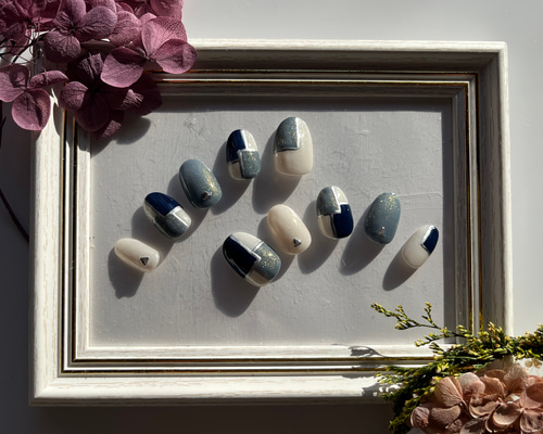 オーダーネイル★専用 くすみネイビーネイル見本/オーダー/オーダーメイド/ネイルチップ