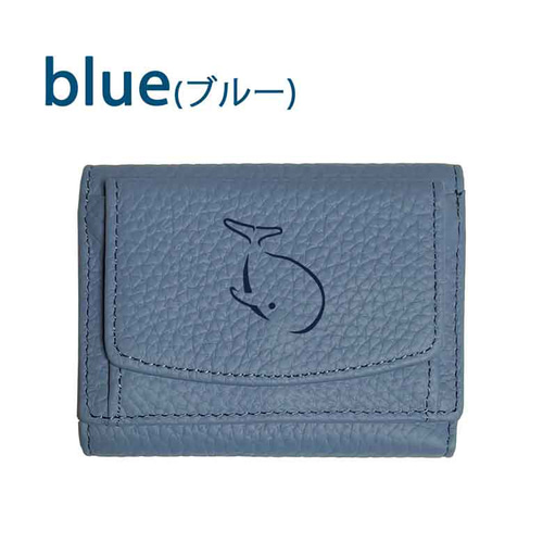 くじら(縁どり) 三つ折りミニ財布 財布 三つ折り フルオープン
