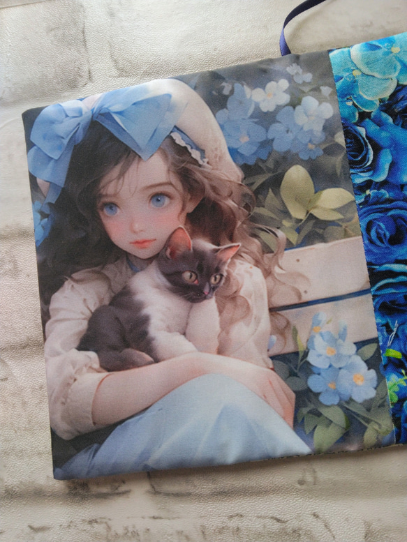 【文庫】ブックカバー　猫ちゃんと女の子① 3枚目の画像