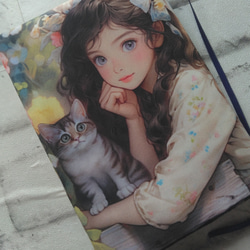 【文庫】ブックカバー　猫ちゃんと女の子② 1枚目の画像