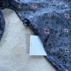 大島紬のローブカーディガン　スプリングコート　青花　着物リメイク 6枚目の画像