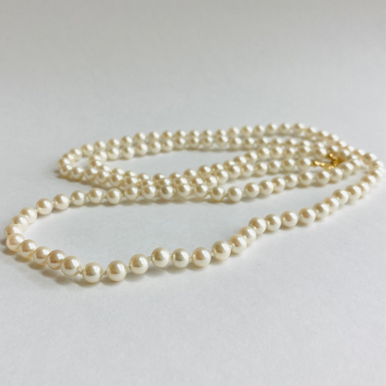 貝パールオールノットロングネックレス/約6mm約90cm/Lt.クリームツートン/G/made in japan