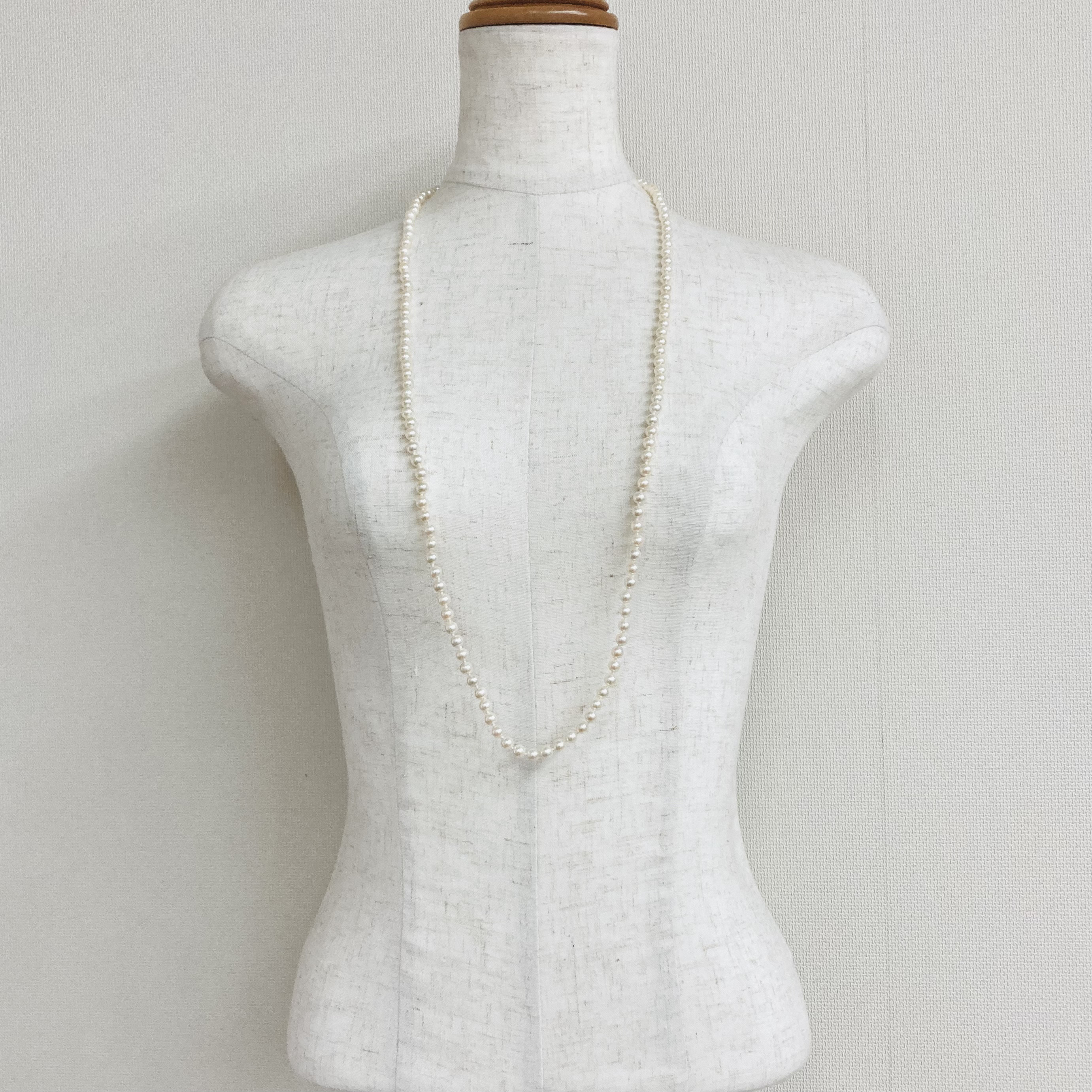 貝パールオールノットロングネックレス/約6mm約90cm/Lt.クリームツートン/G/made in japan