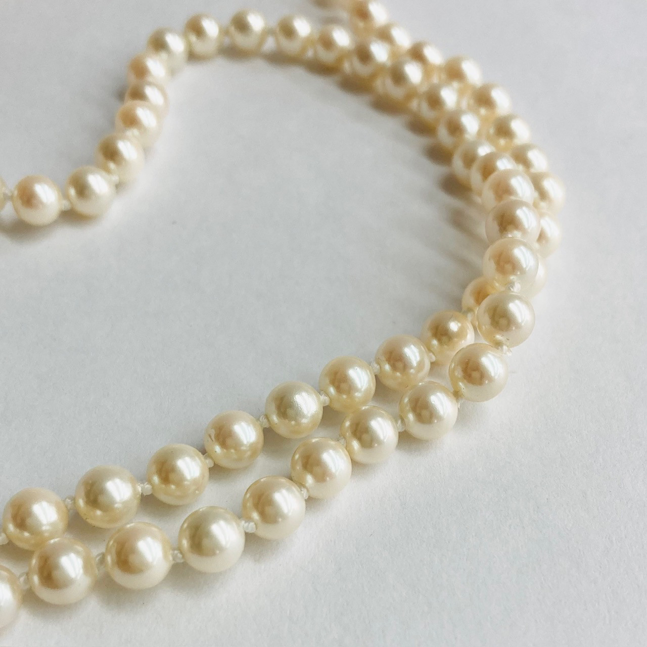 貝パールオールノットロングネックレス/約6mm約90cm/Lt.クリームツートン/G/made in japan