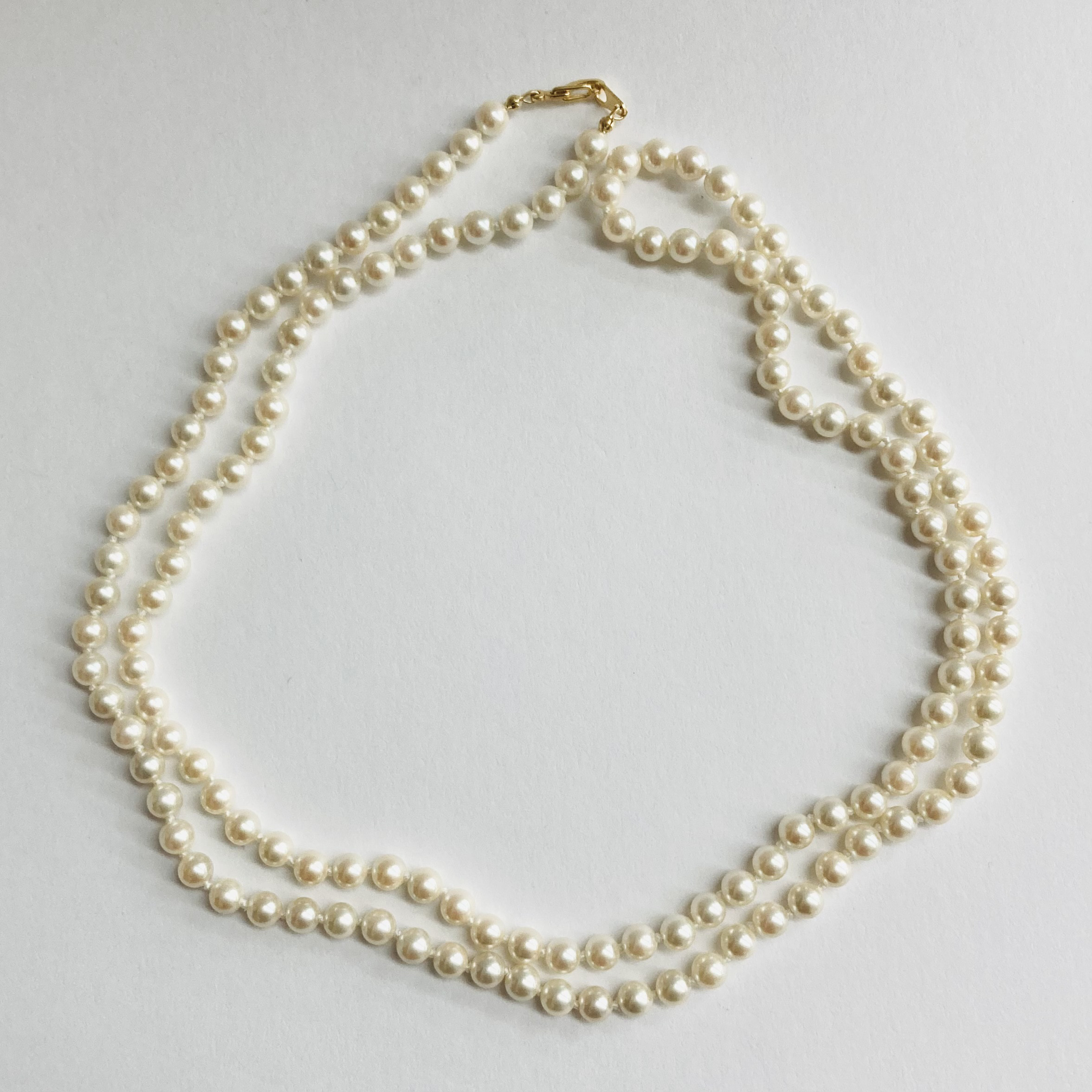 貝パールオールノットロングネックレス/約6mm約90cm/Lt.クリームツートン/G/made in japan