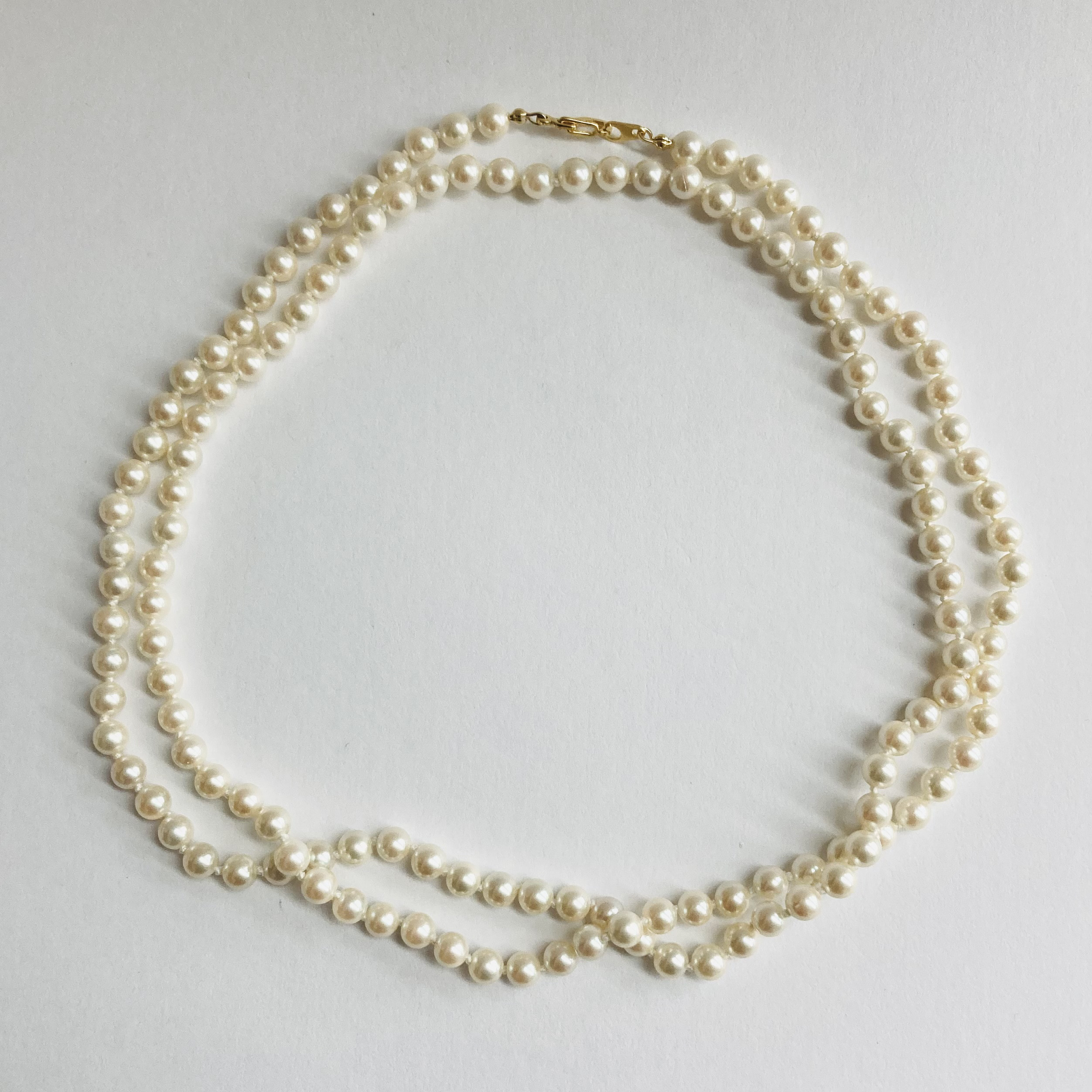 貝パールオールノットロングネックレス/約6mm約90cm/Lt.クリームツートン/G/made in japan