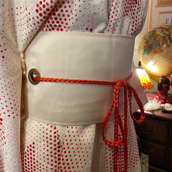 着物 洗える 化繊 ワンピース ドレス ハンドメイド リメイク 帯サッシュベルト KW-308 8枚目の画像