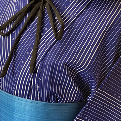 単衣着物 洗える 化繊 ワンピース ドレス ハンドメイド リメイク 帯サッシュベルト  KW-310 3枚目の画像