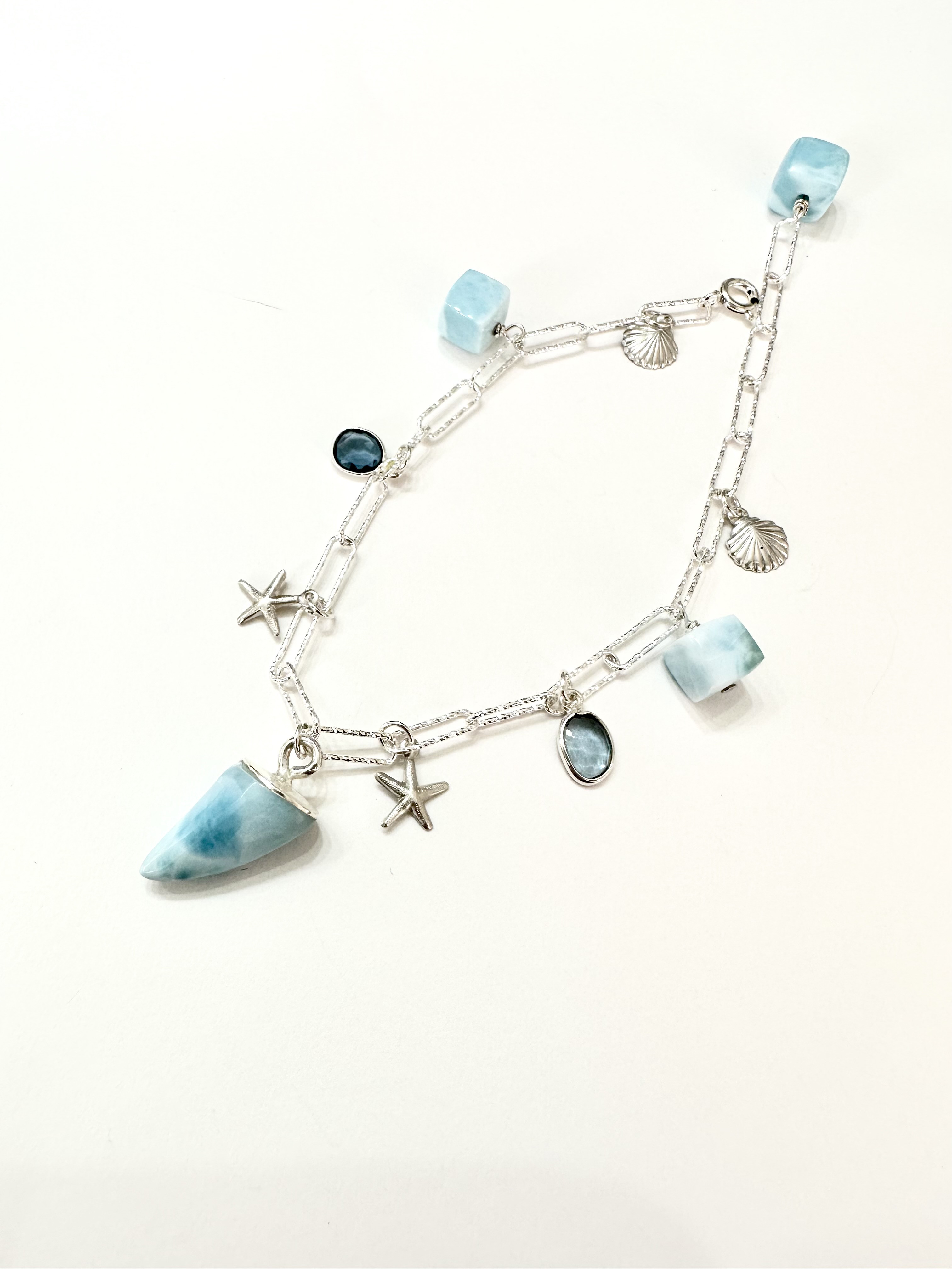 SV925  ラリマー　ロンドンブルートパーズ　ブレスレット(キバ)