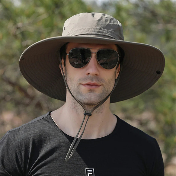 12 センチメートルつば防水バケツ帽子男性の夏の UV 保護太陽の帽子屋外 ハイキング 釣り キャップ ファッションパナ 4枚目の画像