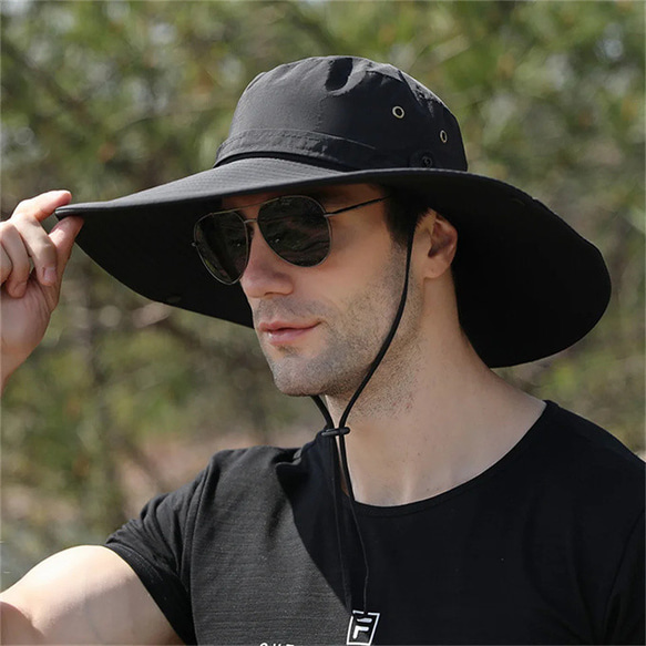 12 センチメートルつば防水バケツ帽子男性の夏の UV 保護太陽の帽子屋外 ハイキング 釣り キャップ ファッションパナ 7枚目の画像