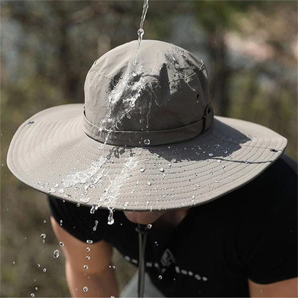 12 センチメートルつば防水バケツ帽子男性の夏の UV 保護太陽の帽子屋外 ハイキング 釣り キャップ ファッションパナ 5枚目の画像