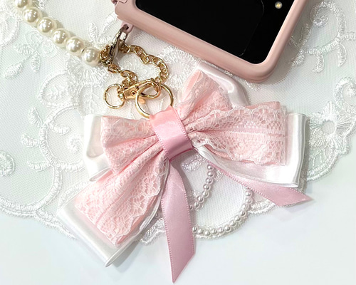 ピンク×レース リボンのバッグチャーム rb-6 その他アクセサリー RE
