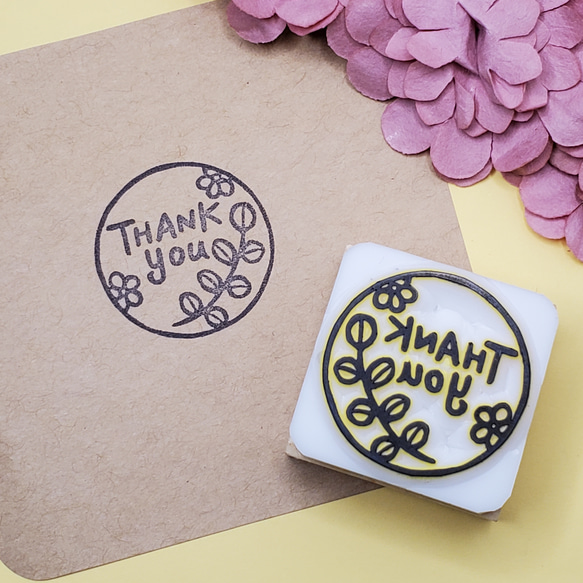 消しゴムはんこNo.170  thank you 手書き文字 花 消しゴムはんこNo.170 thank you 手書き文字 花 消しゴムはんこ* 北欧