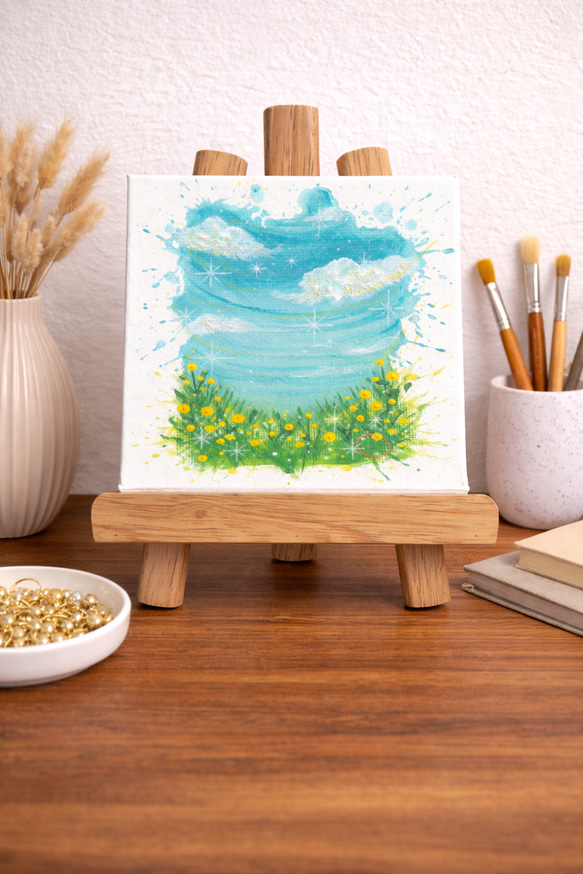 はじけてSpring｜原画｜小さなインテリアアート｜キャンバス作品｜北欧