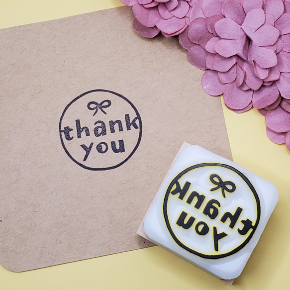 消しゴムはんこ No.60  ちびうさ thank you① 消しゴムはんこ No.60 ちびうさ thank you①