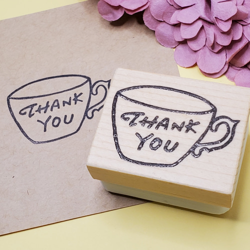 消しゴムはんこNo.170  thank you 手書き文字 花 消しゴムはんこNo.170 thank you 手書き文字 花