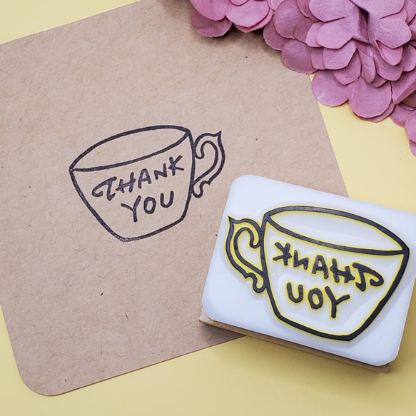 THANK YOU カップ 消しゴムはんこ はんこ・スタンプ Akihanko