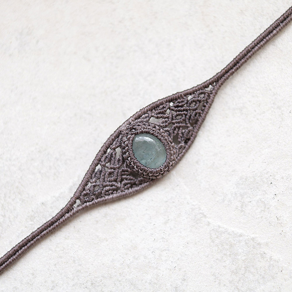 3月の誕生石アクアマリンワイヤー天然石マクラメブレスレットmacb024エスニックアジアンエキゾチックなアクセサリー 7枚目の画像