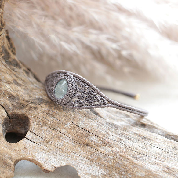 3月の誕生石アクアマリンワイヤー天然石マクラメブレスレットmacb024エスニックアジアンエキゾチックなアクセサリー 1枚目の画像