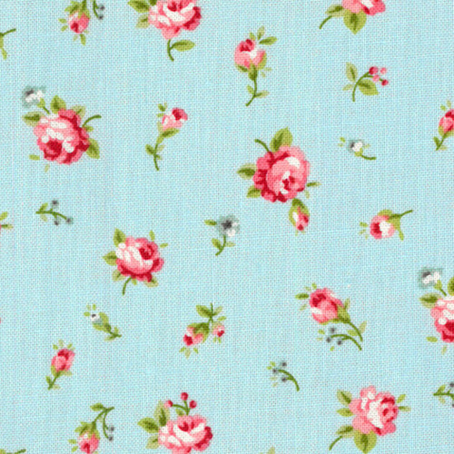 新商品！Moda モダ！『ELLIE 薔薇 小花柄 水色地』～50㎝単位で