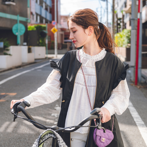 ✨美品✨ダイアグラム　フリルレイヤードブルゾン　ネイビー　36 50％OFF】2WAYフリルブルゾン（ホワイト） ジャケット make_ai 通販