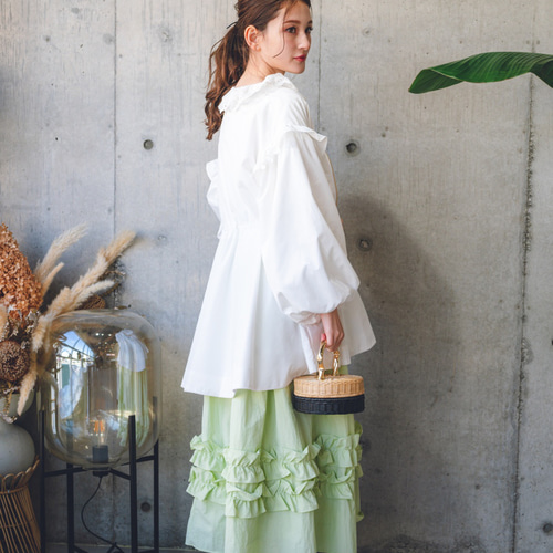 lilLilly リルリリーフリルシアーフリルブルゾン WHITE ジャケット lilLilly リルリリーフリルシアーフリルブルゾン WHITE