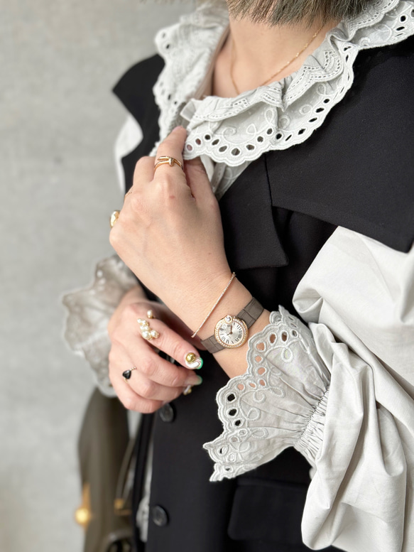 lace blouse（ホワイト・グレー） 13枚目の画像