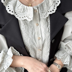 lace blouse（ホワイト・グレー） 12枚目の画像