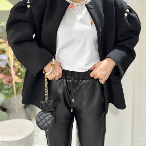 パール付きボンディングジャケット（ブラック） ジャケット make_ai  