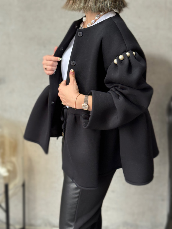 パール付きボンディングジャケット（ブラック） ジャケット make_ai  