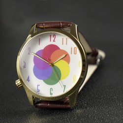 逆時針手錶 彩虹數字 金色錶殼 全球免運 第5張的照片